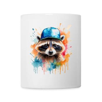 Raccoon Snapback Cap Colorful Animal Design Print - Mug - white - Front