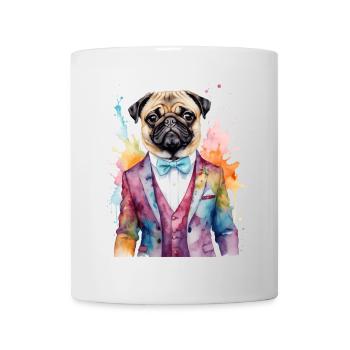 Carlin Costume Chien Coloré Drôle Animal Design Imprimer - Mug blanc - blanc - Devant
