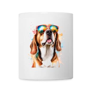 Beagle Sunglasses Dog Funny Animal Design Print - Mug - white - Front
