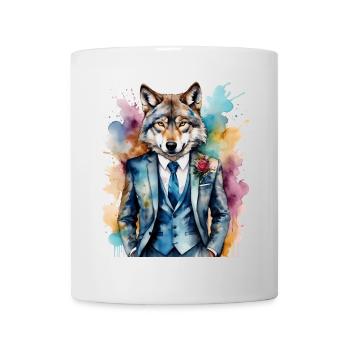 Costume de loup Imprimé de design animal coloré - Mug blanc - blanc - Devant