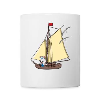 cat maritime sailing ship sailing boat sailor ahoy - Mug - white - Front
