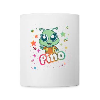 PINO - Schöner Junge Name mit süßem Alien - Tasse - Weiß - Vorne