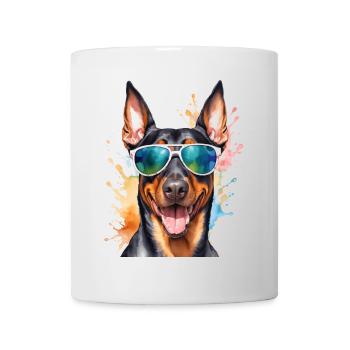 Doberman Sunglasses Dog Funny Design Print - Mug - white - Front