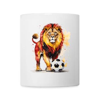 Lion Football Colorful Belgium Animal Design Print - Mug - white - Front