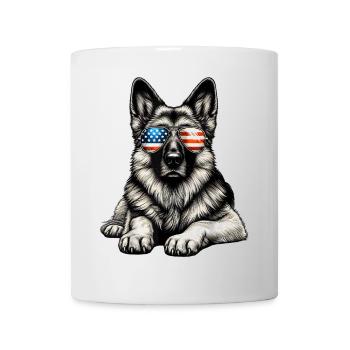 Patriotic Pup with Flag Sunglasses - Mug - white - Front