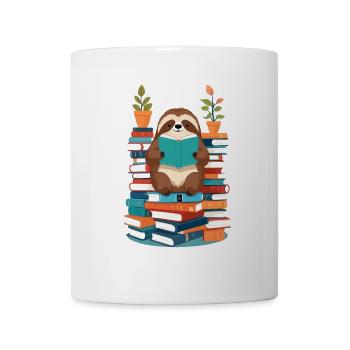 Funny Book Lover Sloth Reading - Mug - white - Front