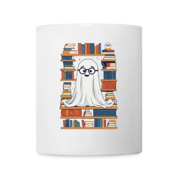 Lustiges Buchliebhaber Stil Halloween Gespenst - Tasse - Weiß - Vorne