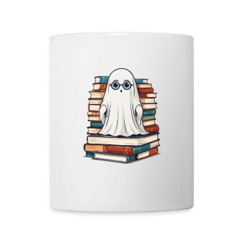 Lesendes Halloween Gespenst Kleiner Bücher Geist - Tasse - Weiß - Vorne