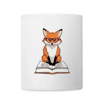Mignon renard amoureux des livres avec des lunettes - Mug blanc - blanc - Devant