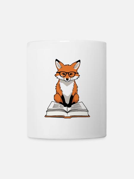 Niedlicher Buch Liebhaber Fuchs Mit Brille - Tasse - Weiß