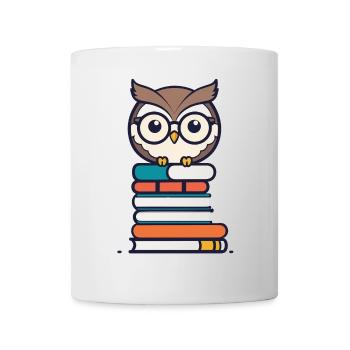 Bücher Eule Süße Buch Illustration Eulen Liebhaber - Tasse - Weiß - Vorne
