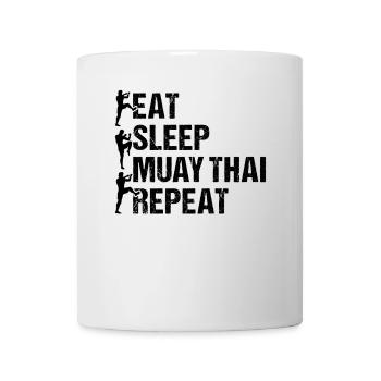 Eat Sleep Muay Thai Repeat - Muay Thai Fighter Mua - Tasse - Weiß - Vorne