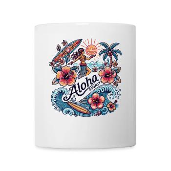 Aloha Spirit - Tropical Hula & Surf Design - Mug blanc - blanc - Devant