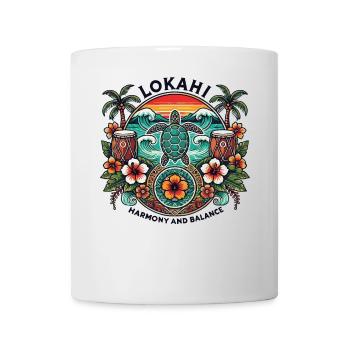 Lokahi - Hawaiianische Harmonie & Balance Schildkröte Design - Tasse - Weiß - Vorne