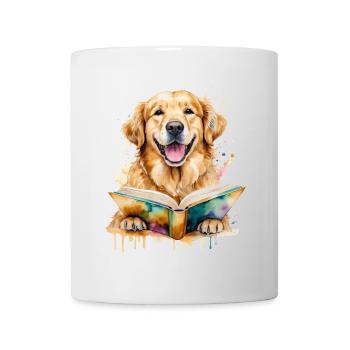 Golden Retriever Chien De Lecture Drôle Design Imprimer - Mug blanc - blanc - Devant