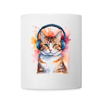 Casque de chat coloré drôle animal design imprimé - Mug blanc - blanc - Devant