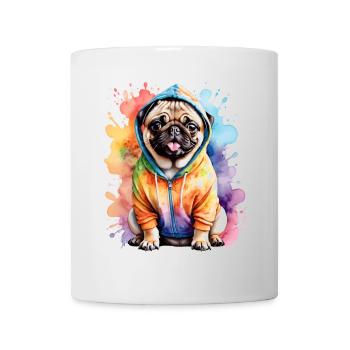 Carlin Sweat à capuche chien coloré drôle animal design imprimé - Mug blanc - blanc - Devant