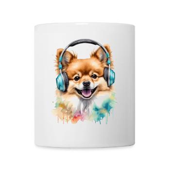 Pomeranian Pomeranian Headphones Dog Print - Mug - white - Front