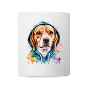 Beagle Hoodie Dog Colorful Funny Animal Design Print - Mug - white - Front
