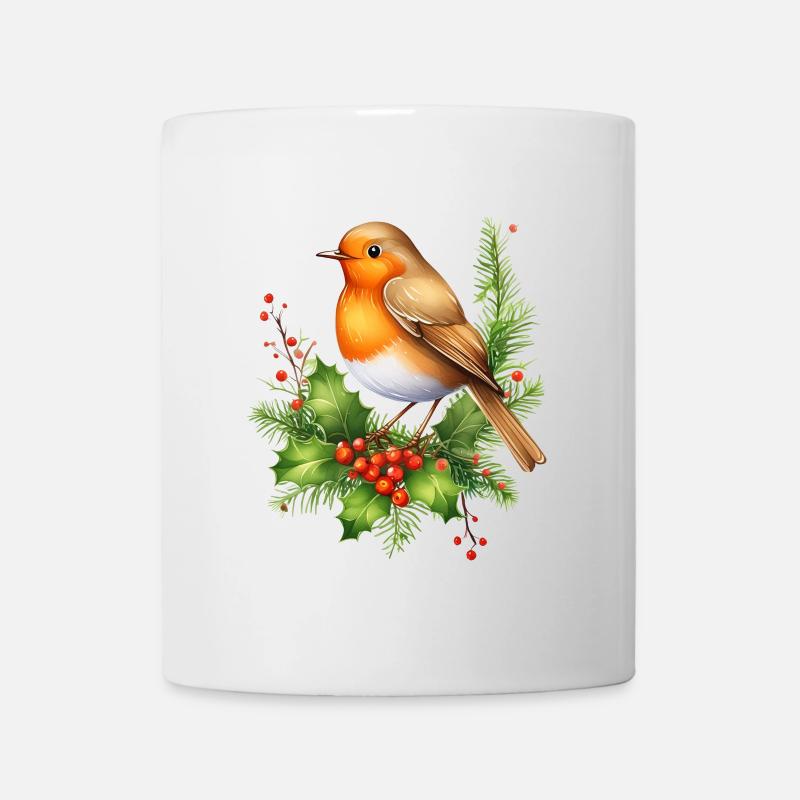 Rotkehlchen mit Stechplame - Tasse - Weiß