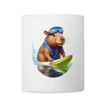 Niedliches Capybara macht Wassersport - Tasse - Weiß - Vorne