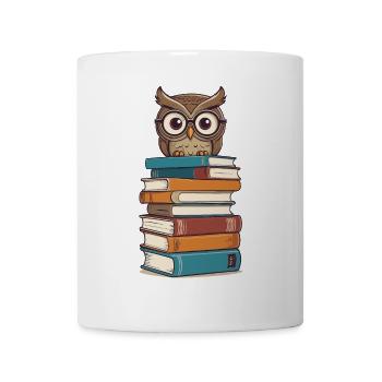 Bücher Eule Eulen Liebhaber Süße Buch Illustration - Tasse - Weiß - Vorne
