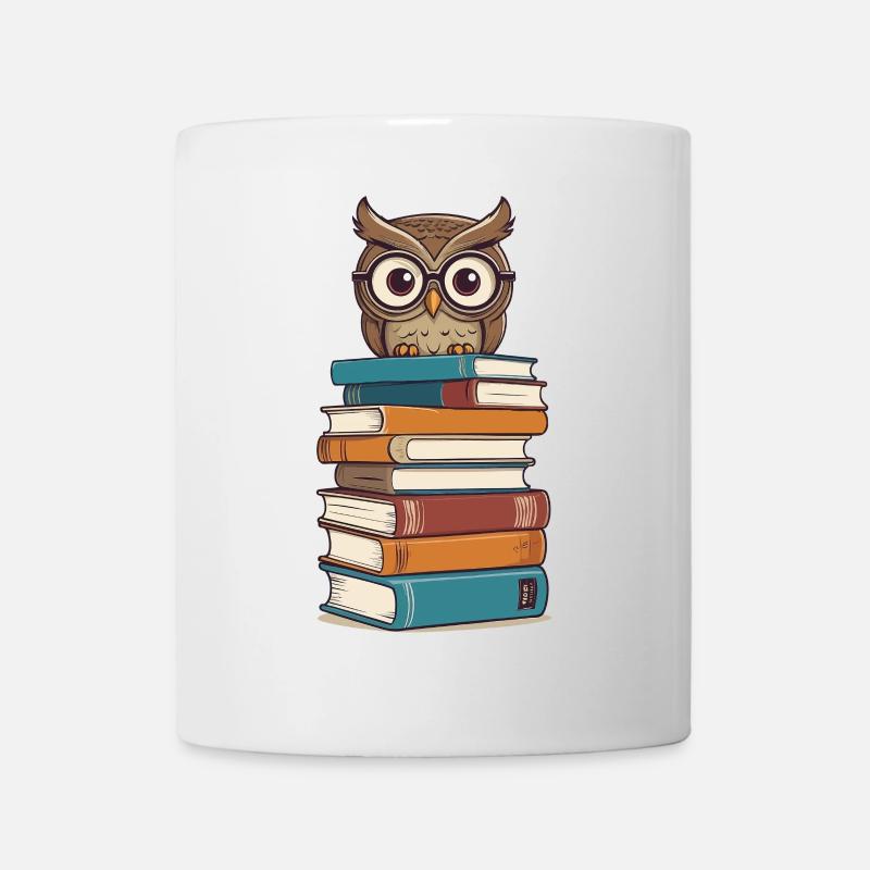 Bücher Eule Eulen Liebhaber Süße Buch Illustration - Tasse - Weiß