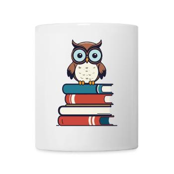Books Owl Cute Book Illustration - Mug - white - Front