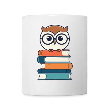 Bücher Eule Eulen Liebhaber Leseratte Illustration - Tasse - Weiß - Vorne