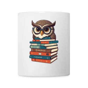 Owls Lover Cute Book Illustration - Mug - white - Front