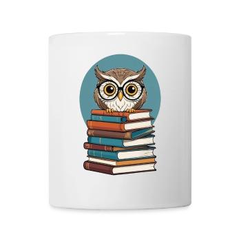 Cute Book Illustration Owl Book Lover - Mug - white - Front