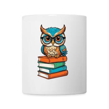 Bücher Eule Lustiger Buch Liebhaber Illustration - Tasse - Weiß - Vorne