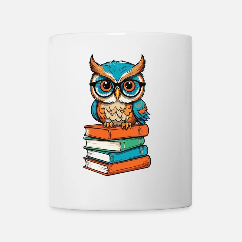 Bücher Eule Lustiger Buch Liebhaber Illustration - Tasse - Weiß