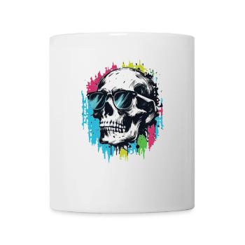 Skull with sunglasses Skull with lots - Mug - white - Front