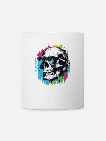 Totenkopf Mit Sonnenbrille Totenkopf Mit Viel - Tasse - Weiß
