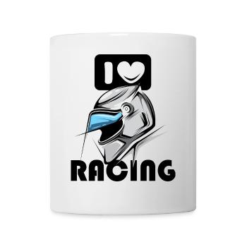 I Love Racing Helmet Car Motorcycle Racing Logo - Mug - white - Front