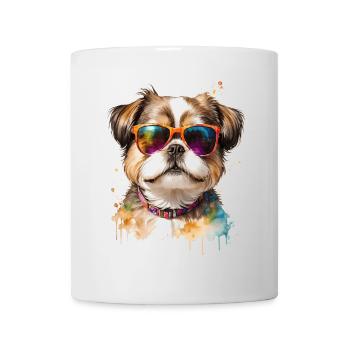 Shih Tzu Sonnenbrille Hund Lustig Tier Print - Tasse - Weiß - Vorne