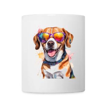 Beagle Sunglasses Dog Funny Animal Design Print - Mug - white - Front