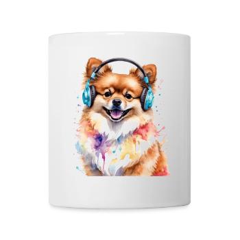 Pomeranian Pomeranian Headphones Dog Print - Mug - white - Front