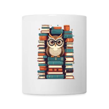 Bücher Eule Süße Buch Illustration Lesender Kauz - Tasse - Weiß - Vorne