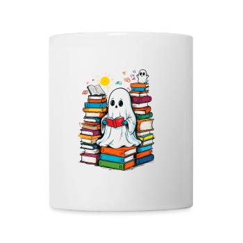 Reading Halloween Ghost Book Lover Style - Mug - white - Front
