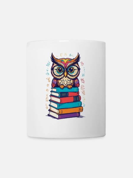 Bücher Eule Begeisterte Leseratte Niedlicher - Tasse - Weiß