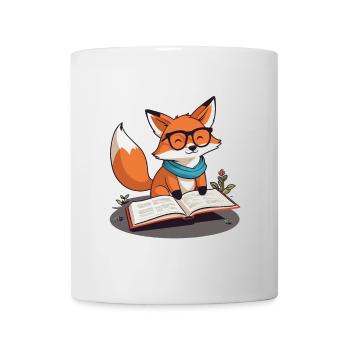 Niedlicher Buch Liebhaber Fuchs Mit Brille - Tasse - Weiß - Vorne
