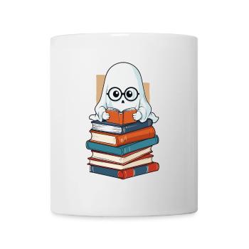 Buchliebhaber Stil Lesendes Halloween Gespenst - Tasse - Weiß - Vorne