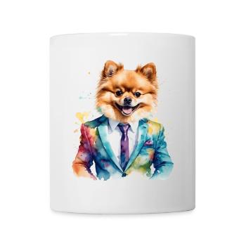 Costume de Poméranie de Poméranie Chien Imprimé coloré - Mug blanc - blanc - Devant