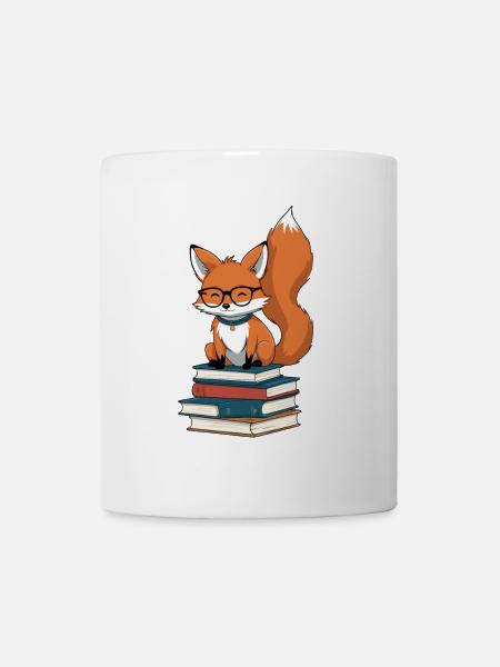 Niedlicher Buch Liebhaber Lustiger Bücher Fuchs - Tasse - Weiß