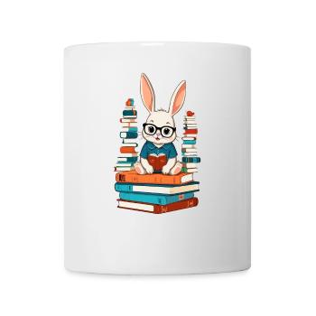 Lesender Hase Begeisterter Buchliebhaber - Tasse - Weiß - Vorne