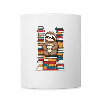 Funny book lover sloth reading book - Mug - white - Front