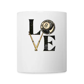Pool Billard Billardtisch "LOVE" Sprüche Snooker - Tasse - Weiß - Vorne