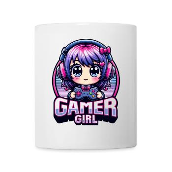 Gamer Girl. kawaii illustration, gaming, gamer, - Mug - white - Front